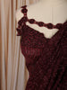 Deep Wine Maroon Heavy Silver Beads Embroidered Design Chiffon Ready to Wear Party Saree with Matching Designer Blouse