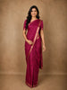 Deep Wine Maroon Leaf Printed Design Banarasi Saree with Zari Border