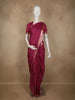 Deep Wine Maroon Leaf Printed Design Banarasi Saree with Zari Border
