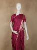 Deep Wine Maroon Leaf Printed Design Banarasi Saree with Zari Border