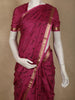 Deep Wine Maroon Leaf Printed Design Banarasi Saree with Zari Border