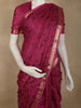 Deep Wine Maroon Leaf Printed Design Banarasi Saree with Zari Border