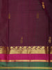 Deep Wine Maroon Paisley Butta Woven Design Kanchipuram Silk Saree with Contrast Zari Border