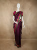 Deep Wine Maroon Paisley Butta Woven Design Kanchipuram Silk Saree with Contrast Zari Border