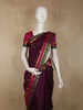 Deep Wine Maroon Paisley Butta Woven Design Kanchipuram Silk Saree with Contrast Zari Border