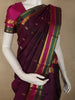 Deep Wine Maroon Paisley Butta Woven Design Kanchipuram Silk Saree with Contrast Zari Border