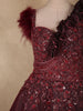 Deep Wine Maroon Sequins and Beads Embroidered Design Organza Party Wear Gown