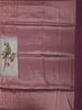Deep Wine Mauve Birds Motif Printed Design Semi Tussar Saree