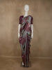 Deep Wine Mauve Birds Motif Printed Design Semi Tussar Saree