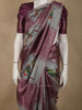 Deep Wine Mauve Birds Motif Printed Design Semi Tussar Saree