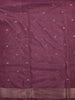 Deep Wine Mauve Birds Motif Printed Design Semi Tussar Saree