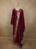 Deep Wine Paisley Butta Zari Woven Design Semi Silk Salwar Suit