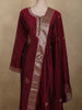 Deep Wine Paisley Butta Zari Woven Design Semi Silk Salwar Suit