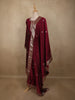 Deep Wine Paisley Butta Zari Woven Design Semi Silk Salwar Suit