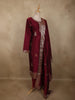 Deep Wine Paisley Butta Zari Woven Design Semi Silk Salwar Suit