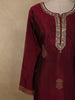 Deep Wine Paisley Butta Zari Woven Design Semi Silk Salwar Suit