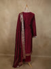 Deep Wine Paisley Butta Zari Woven Design Semi Silk Salwar Suit