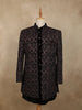 Deep Wine Paisley Self Woven Design Velvet Men Sherwani Suit