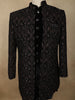 Deep Wine Paisley Self Woven Design Velvet Men Sherwani Suit