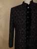 Deep Wine Paisley Self Woven Design Velvet Men Sherwani Suit