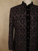 Deep Wine Paisley Self Woven Design Velvet Men Sherwani Suit