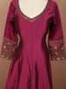 Deep Wine Paisley Sequins and Zari Embroidered Design Semi Silk Long Anarkali Gown with Matching Dupatta