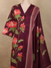 Deep Wine Plum Purple Floral Printed Design Cotton Salwar Suit with Dupatta