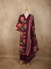 Deep Wine Plum Purple Floral Printed Design Cotton Salwar Suit with Dupatta