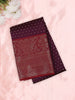 Deep Wine Plum Purple Butta Zari Woven Design Semi Silk Saree with Contrast Floral Border