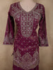 Deep Wine Plum Purple Floral Sequins and Zari Embroidered Design Tissue Organza Lehenga With Dupatta