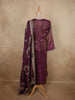 Deep Wine Plum Purple Floral Zari Embroidered Design Tissue Silk Salwar Suit
