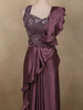 Deep Wine Plum Purple Sequins Embroidered Design Crepe Ready To Wear Saree with Designer Blouse and Belt