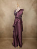 Deep Wine Plum Purple Sequins Embroidered Design Crepe Ready To Wear Saree with Designer Blouse and Belt