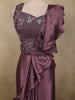 Deep Wine Plum Purple Sequins Embroidered Design Crepe Ready To Wear Saree with Designer Blouse and Belt