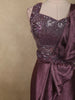 Deep Wine Plum Purple Sequins Embroidered Design Crepe Ready To Wear Saree with Designer Blouse and Belt