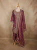 Deep Wine Plum Purple Zari Embroidered Design Tissue Organza Sharara Suit With Dupatta