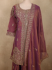 Deep Wine Plum Purple Zari Embroidered Design Tissue Organza Sharara Suit With Dupatta