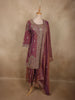 Deep Wine Plum Purple Zari Embroidered Design Tissue Organza Sharara Suit With Dupatta