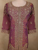 Deep Wine Plum Purple Zari Embroidered Design Tissue Organza Sharara Suit With Dupatta