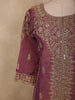 Deep Wine Plum Purple Zari Embroidered Design Tissue Organza Sharara Suit With Dupatta