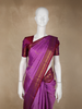 Deep Wine Purple Butta Woven Design Pure Kanchipuram Silk Saree with Contrast Border