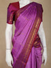 Deep Wine Purple Butta Woven Design Pure Kanchipuram Silk Saree with Contrast Border