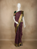 Deep Wine Purple Checked Woven Design Kanchipuram Silk Saree with Contrast Green Zari Border
