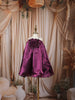 Deep Wine Purple Floral Appliqué A Line Organza Party Wear Frock