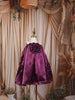 Deep Wine Purple Floral Appliqué A Line Organza Party Wear Frock