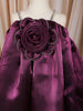 Deep Wine Purple Floral Appliqué A Line Organza Party Wear Frock