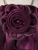 Deep Wine Purple Floral Appliqué A Line Organza Party Wear Frock