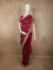 Deep Wine Purple Floral Butta Zari Woven Design Tissue Saree with Designer Lace Border