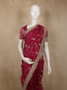 Deep Wine Purple Floral Butta Zari Woven Design Tissue Saree with Designer Lace Border