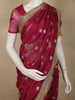 Deep Wine Purple Floral Butta Zari Woven Design Tissue Saree with Designer Lace Border